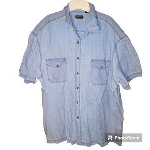 St. Johns Bay Men’s 2XL SS‎ Jean Button-Down Shirt | Lightweight Blue Y2K